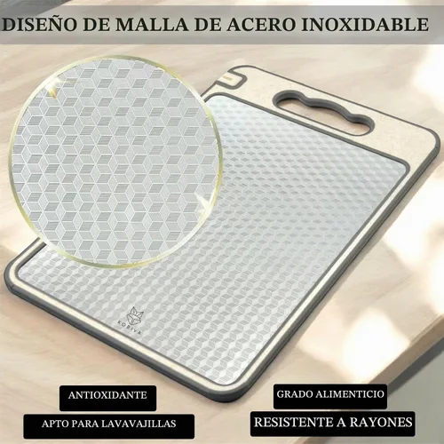 Vista 3 de Tabla de cortar de acero inoxidable con afilador de cuchillos