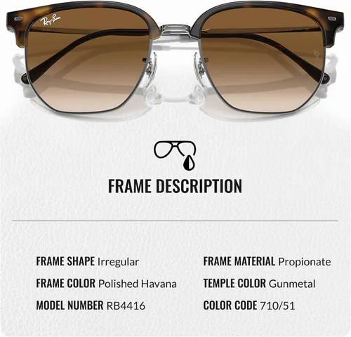 Vista 40 de Ray-Ban RB4416 NEW CLUBMASTER - Gafas de sol de forma cuadrada redonda con kit oficial de gafas