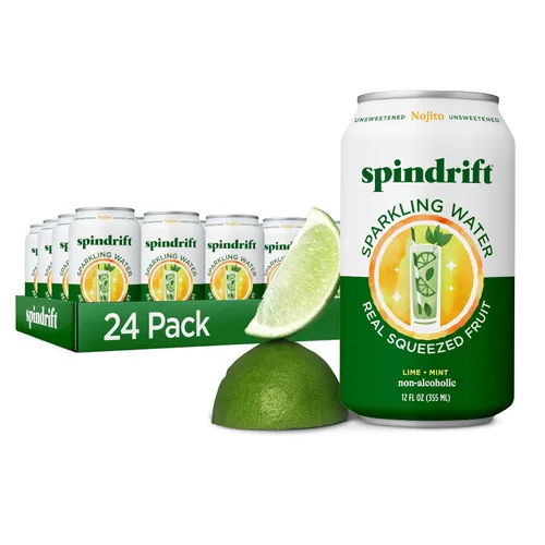 Vista 24 de Spindrift Agua con gas, sabor a bayas Belli, hecha con fruta exprimida real, latas de 12 onzas líquidas, paquete de 24 (solo 13 calorías por lata)