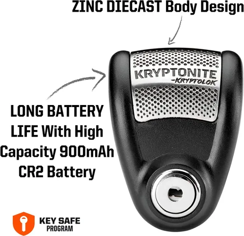 Vista 2 de Kryptonite Disco de Alarma, Cerradura Antirrobo para Motocicleta de Servicio Pesado con Alarma de 120db, Resistente a la Intemperie, Bloqueo