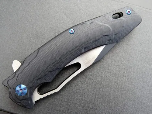 Vista 6 de Eafengrow EF915 Cuchillo plegable D2 hoja de acero con revestimiento de óxido negro; mango G10 con rodamiento de bolas, cuchillo abierto seguro