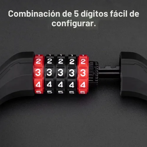 Vista 3 de ROCKBROS Cable de bloqueo de bicicleta especializado, Combinación de bloqueo de bicicleta de 5 dígitos, Cerradura de rueda de bicicleta de 47