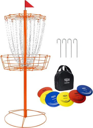 Vista 11 de Disc Golf Basket - Portable Disc Golf Target with Heavy Duty 24-Chains Come with 6pcs Disc Golf Discs and Carry Bag, Ground Stake -Suitable for