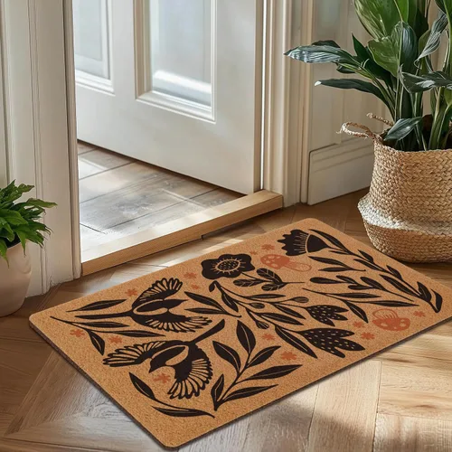 Vista 7 de Tapete bohemio retro floral de bienvenida para exteriores, bonito tapete antideslizante para entrada exterior, decoración del hogar