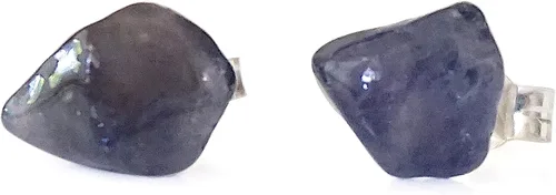 Vista 10 de Pendientes de botón de cristal de piedra natal para mujer y hombre - Plata esterlina