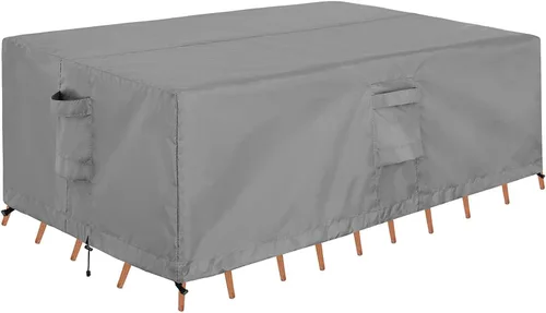 Vista 9 de OutdoorLines Juego de fundas impermeables para muebles de mesa de patio al aire libre, funda rectangular para sofá exterior, resistente a la Negro
