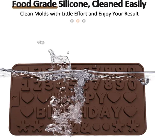 Vista 6 de 4 moldes de silicona para chocolate, moldes de silicona para letras y moldes de chocolate con números con símbolos de decoración de pasteles