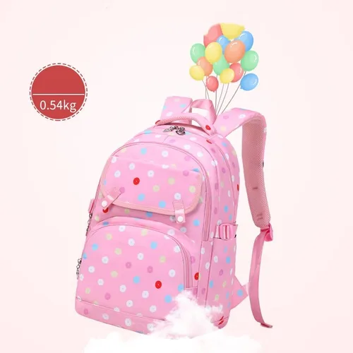 Vista 7 de Armbq Mochilas con estampado de lunares para niñas con lonchera, juego de mochila escolar para adolescentes, E-Negro, Estampado De Lunares E