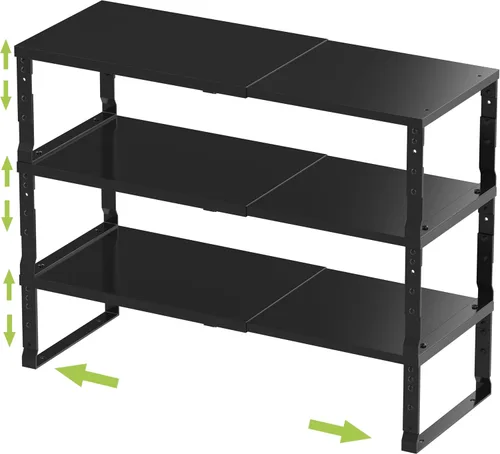 Vista 18 de Jojocross Organizador de especias apilable expandible para armario de cocina, estante de mostrador ajustable, encimera, despensa, armario, baño