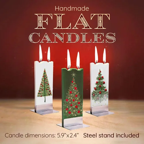 Vista 2 de FLATYZ Vela de Navidad hecha a mano, sin perfume, resistente al goteo y sin humo, vela de 2 mechas para decoración del hogar y la habitación, velas