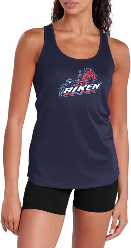 Vista 452 de Camiseta deportiva sin mangas oficial de NCAA Collegiate para mujer, con espalda cruzada, colección con logotipo primario