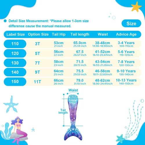 Vista 4 de DNFUN Colas de sirena para nadar para niñas, bikini de princesa, cola de sirena, traje de baño para niñas