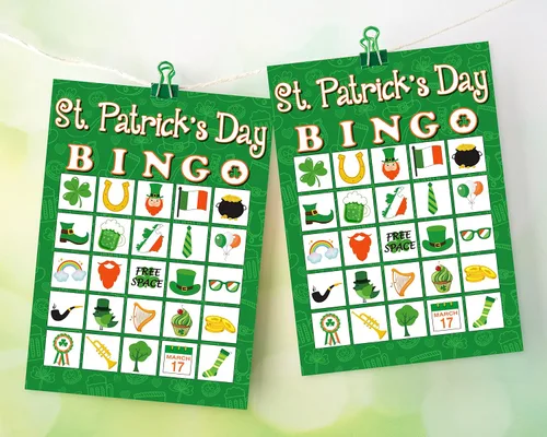 Vista 5 de Moon Boat 32Players - Juego de bingo del día de San Patricio para adultos, actividades de fiesta de trébol