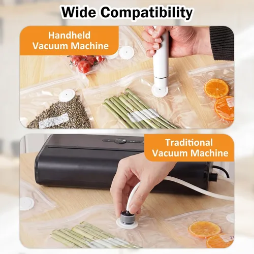 Vista 4 de Bolsas selladoras al vacío reutilizables para alimentos, 60 unidades de 8 x 10 pulgadas y 10 x 11 pulgadas, bolsas selladoras al vacío para cocinar