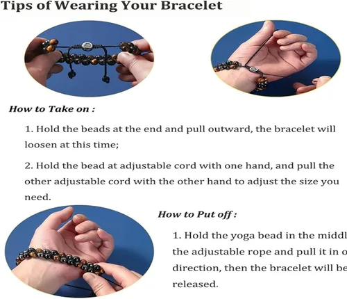 Vista 3 de Pulsera de triple protección, ojo de tigre genuino, obsidiana negra y hematita de 0.315 in, pulsera de cuentas para hombres y mujeres, pulseras