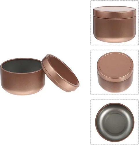 Vista 8 de 12pcs Oz Tinplate Balm Jars with Lids for Candles, Blush and Jewelry Golden