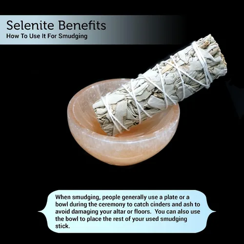 Vista 7 de Soul Sticks Cuencos de cristal de selenita para manchas, curación y recarga de cristales, cuenco de selenita pura y estación de carga de cristal