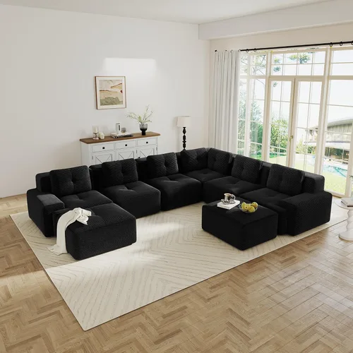 Vista 72 de Sofás modulares sin hueso de 152.8 pulgadas para sala de estar, sofá modular con diván en forma de L, cómodo asiento profundo tapizado de tela
