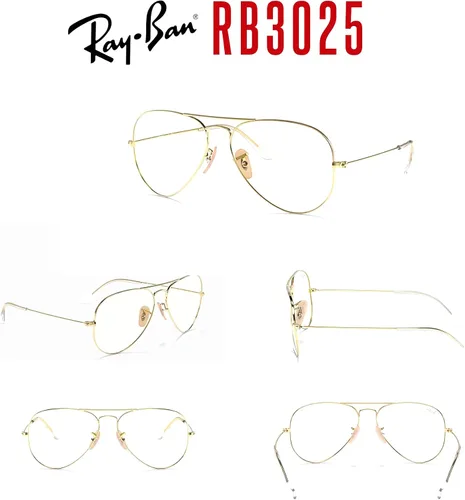 Vista 112 de Ray-Ban RB3025 - Lentes de sol de aviador de metal para hombre y mujer + paquete con kit de cuidado de gafas iWear de diseñador
