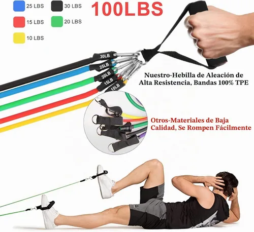 Vista 3 de Resistance Bands Set, Workout Bands with Handles, 5 Levels