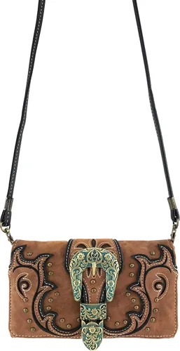 Vista 7 de Justin West Patina Girl - Bolso de mano con hebilla floral de bronce occidental