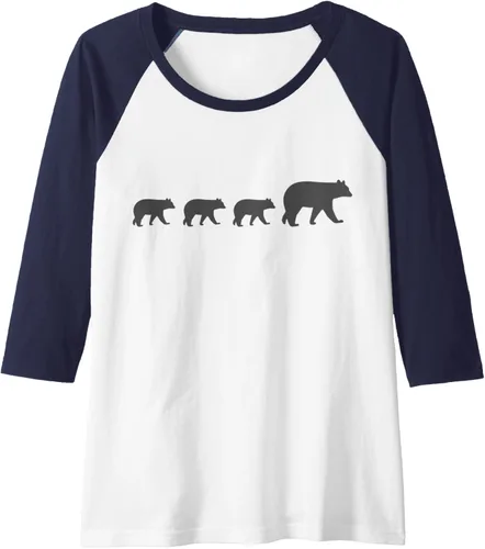 Vista 12 de Mama Bear Camiseta de béisbol raglán de tres cachorros para el día de la madre, Negro, S