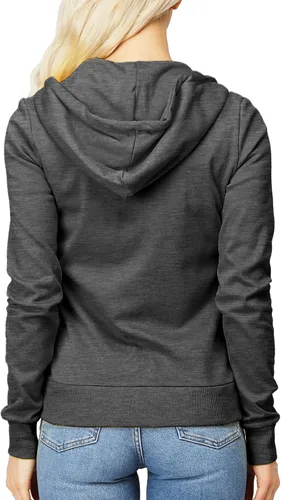 Vista 2 de Sudadera con capucha y cremallera para mujer, ligera, manga larga, bolsillo tipo canguro, ropa casual básica
