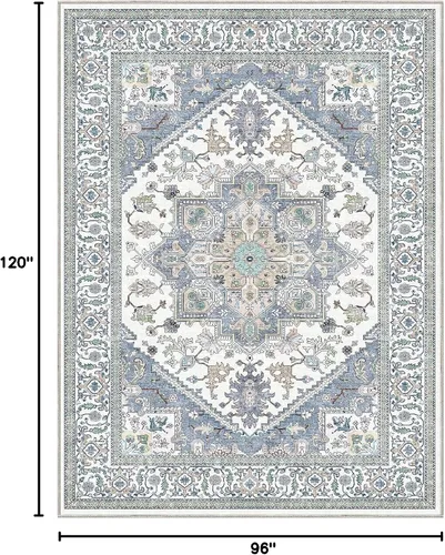 Vista 109 de OPPODREAM Alfombras suaves, pequeñas y lavables con parte trasera antideslizante, alfombra de cachemira sintética de pelo bajo, 2 x 3 pies, azul
