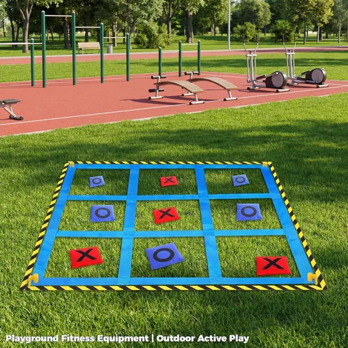 Vista 7 de CWLAKON Juego de Lanzamiento de Pufs Gigante al Aire Libre Tic Tac Toe para Niños, Adultos y Familia, Gran Juego de Patio al Aire Libre para Césped