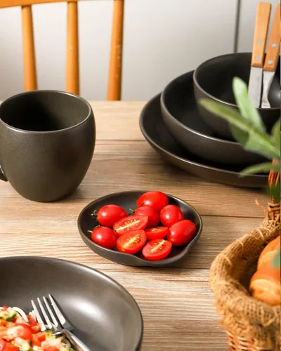 Vista 5 de Soporte de cuchara de cerámica, soporte para cuchara de cocina negro mate para estufa, soporte para utensilios de 4.9 pulgadas para cucharones