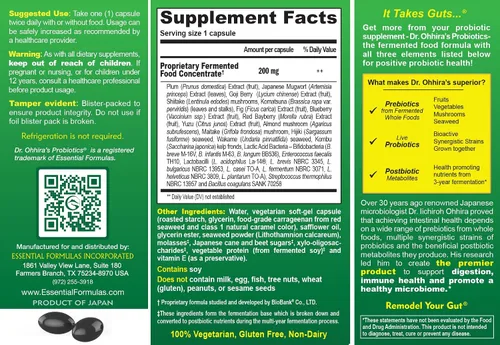Vista 2 de Dr. Ohhira's Probiotics, fórmula original, 60 cápsulas con paquete de viaje de 10 cápsulas, 13 cepas probióticas con prebióticos y postbióticos