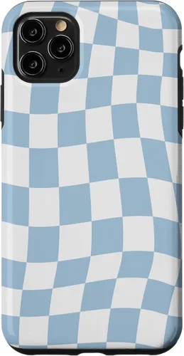 Vista 13 de Funda estética pastel azul claro remolino a cuadros para iPhone 16