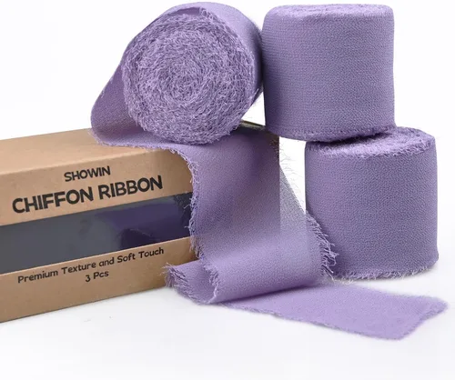 Vista 25 de 3 rollos de cinta de gasa con flecos hecha a mano, de chifón, color negro, de 1.5 pulgadas de ancho x 7 yardas de largo, cinta estilo seda