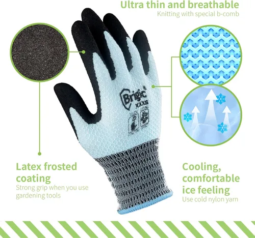 Vista 5 de Guantes de jardinería: refrescantes, finos, táctiles, guantes de jardín de trabajo al aire libre para mujeres, herramienta de jardinería