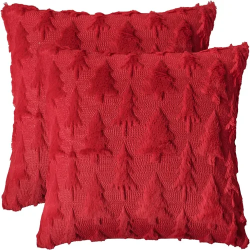 Vista 12 de AVOIN colorlife - Juego de 2 fundas de cojín de árbol de Navidad color beige, de 16 x 16 pulgadas, de felpa suave y pelo sintético, para sofá