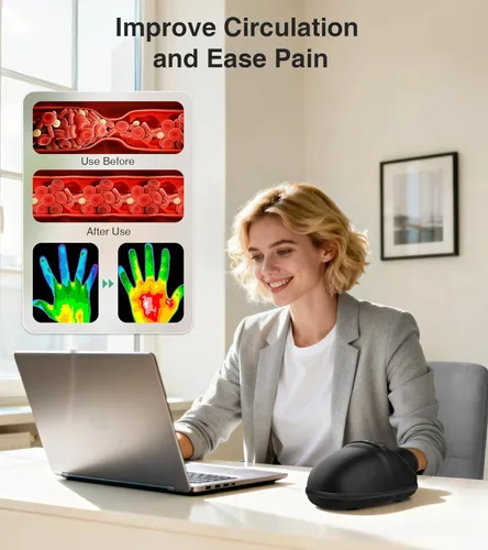 Vista 4 de Medcursor Masajeador de manos con calor y compresión, masajeador de manos eléctrico inalámbrico para muñeca, palma y dedos, cuentas de acupresión, 6