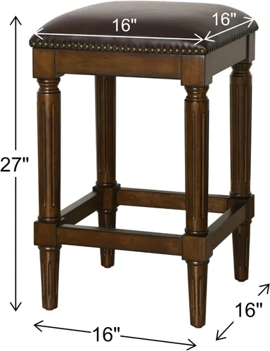 Vista 3 de New Ridge Home Goods Manchester - Taburete cuadrado de 27 pulgadas de alto, nogal envejecido