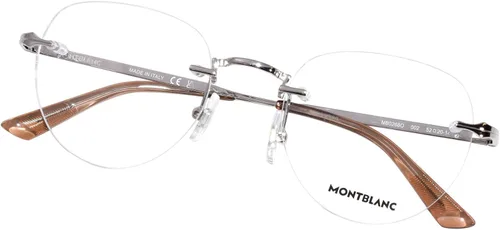 Vista 4 de Mont Blanc MB0268O 002 - Gafas graduadas para hombre, color plateado, ovalada, 2.047 in, plateado-002