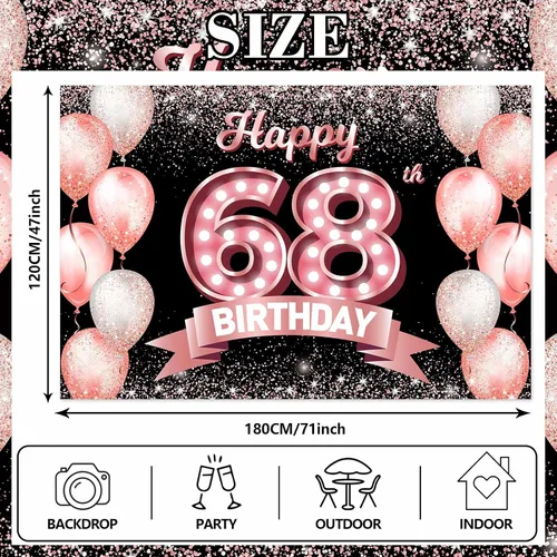 Vista 205 de Cartel de feliz cumpleaños décimo oro rosa, telón de fondo, saludos a 10 años, globos de confeti, decoración temática para niñas de 10 años