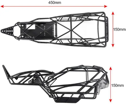 Vista 2 de Dilwe Marco de jaula enrollable para automóvil a control remoto, marco de metal, cubierta de chasis para Axial Wraith a escala 1/10