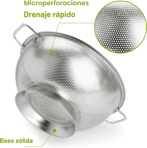 Vista 3 de Gulex Colador de acero inoxidable de 3 cuartos, colador para alimentos de cocina, apto para lavavajillas