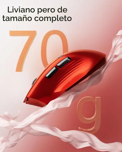 Vista 4 de Uciefy Ratón inalámbrico Bluetooth Z07, ratón recargable para ordenador Rojo