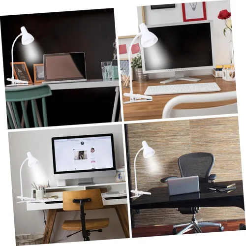 Vista 4 de Uonlytech Luz de mesa de oficina con clip, luces de lectura con clip, luces de libro, protección ocular, lámpara de abrazadera de cuello de cisne
