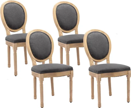 Vista 31 de LKTART Juego de 2 sillas de comedor francesas de piel sintética con botón y cabezal de clavos para sala de estar, cocina, sillas laterales ovaladas