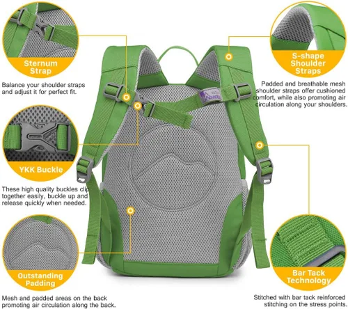 Vista 3 de MOUNTAINTOP Mochila infantil para niños y niñas, bolsa de jardín de infantes preescolar