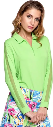 Vista 8 de IBKUL - Polo de manga larga para mujer con protección solar UPF 50 panel exterior de malla 86000 sandía