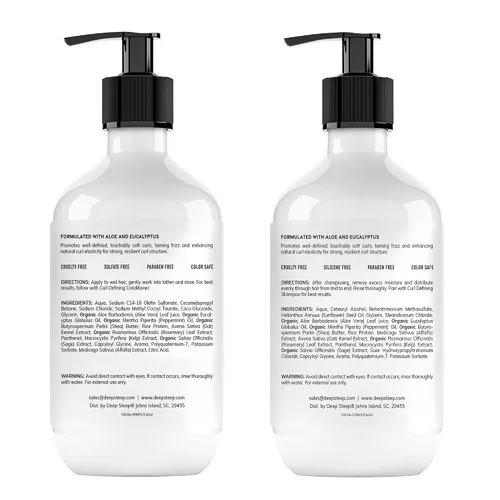 Vista 2 de Deep Steep Curl Defining Shampoo & Conditioner, 17 oz – Champú hidratante con manteca de karité, aloe vera, proteína de arroz, aceite de menta – Sin