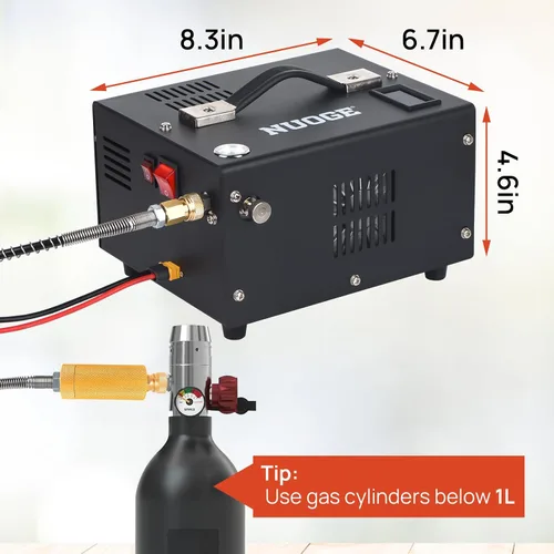 Vista 2 de Compresor de aire PCP 4500 PSI 30 MPa alimentado por automóvil de 12 V CC o hogar de 110 V CA con convertidor, bomba compresora de tanque