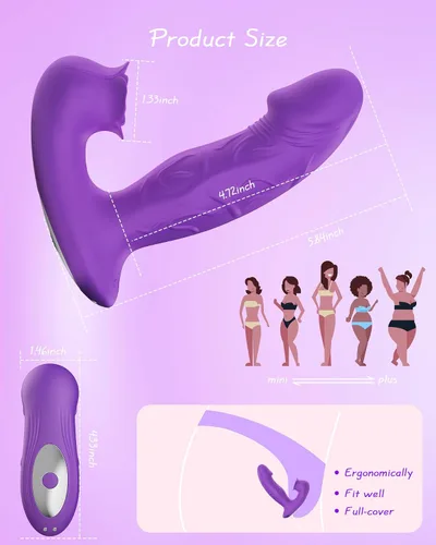 Vista 5 de Juguete Vibrador Rosa para Mujer, Estimulador Consolador de Succión con 9 Modos de Vibradores Succionadores, Control Remoto Estimulación del Punto G
