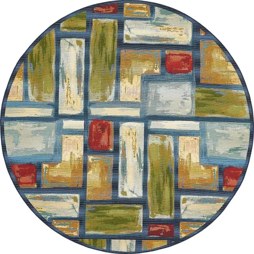 Vista 12 de Unique Loom - Alfombra colección de círculos abstractos, de transición para interiores y exteriores, beige, Polipropileno, rojo (Multi/red)